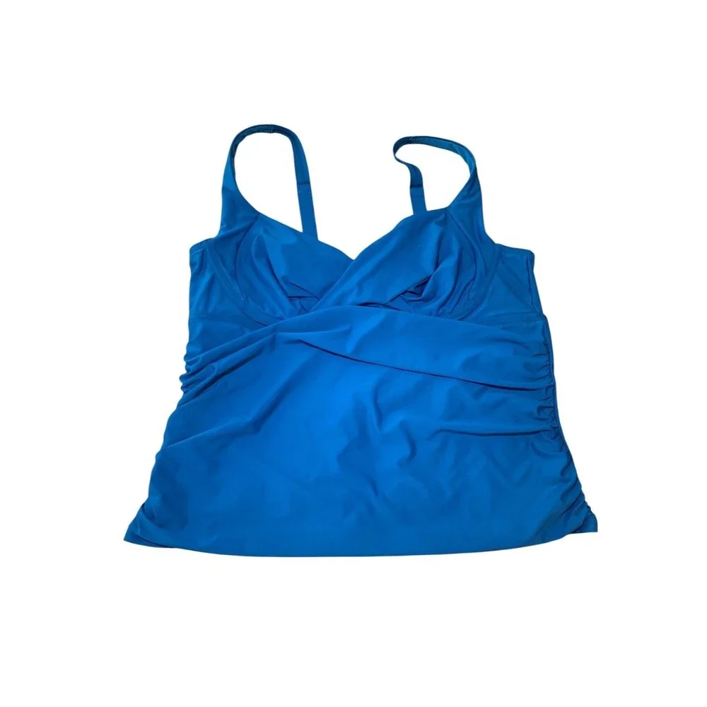 Birdsong Womens Blue Underwire Plus Size Tankini Swimwear Top 20D/DD Beach